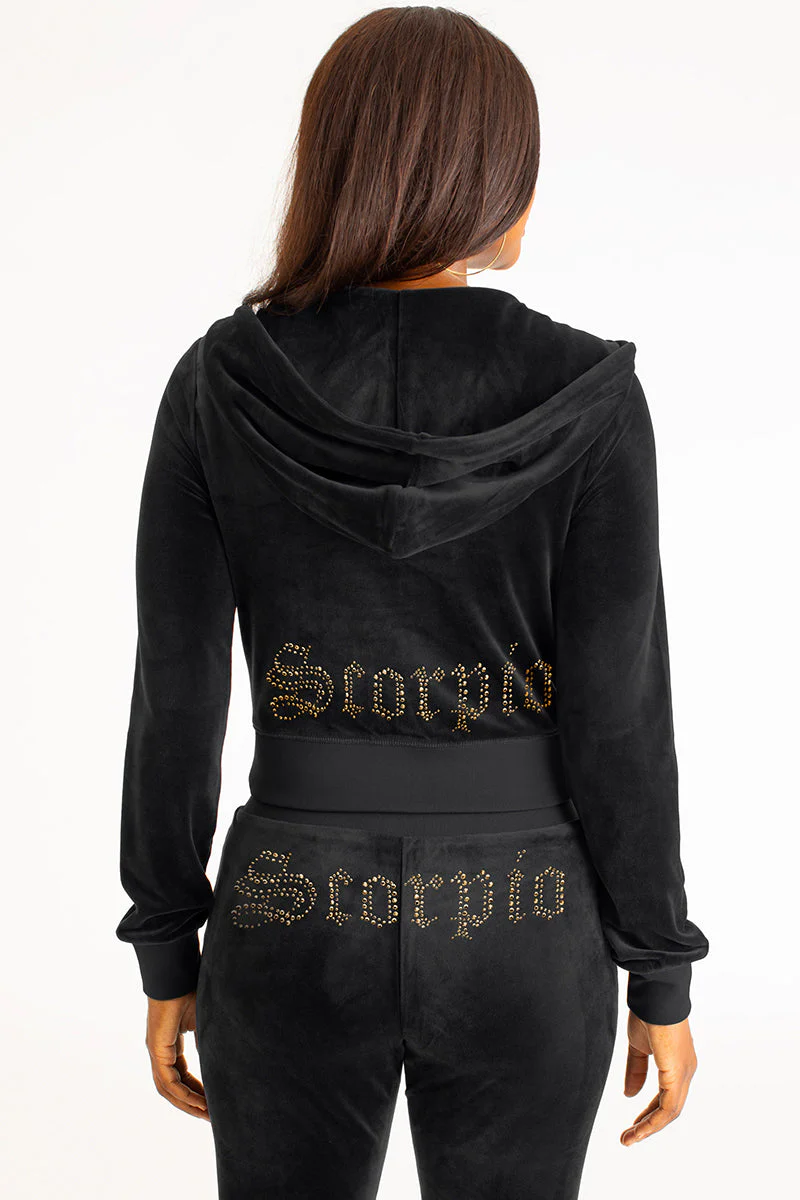 Scorpio Customizable Big Bling Velour Hoodie - Image 3