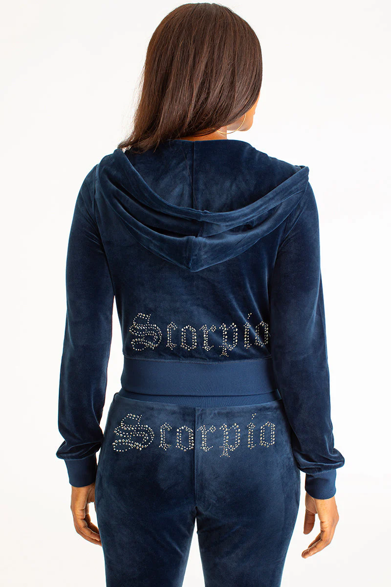 Scorpio Customizable Big Bling Velour Hoodie - Image 3